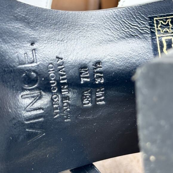 Vince Womens Nicole Leather Sandals Size 7 White Leather Open Toe Block Heels - Picture 9 of 10